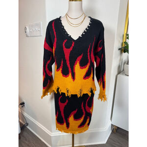 Curvy girl flame skirt sweater set